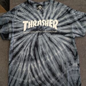 Thrasher Black and Gray Tie-Dye Men's Tee